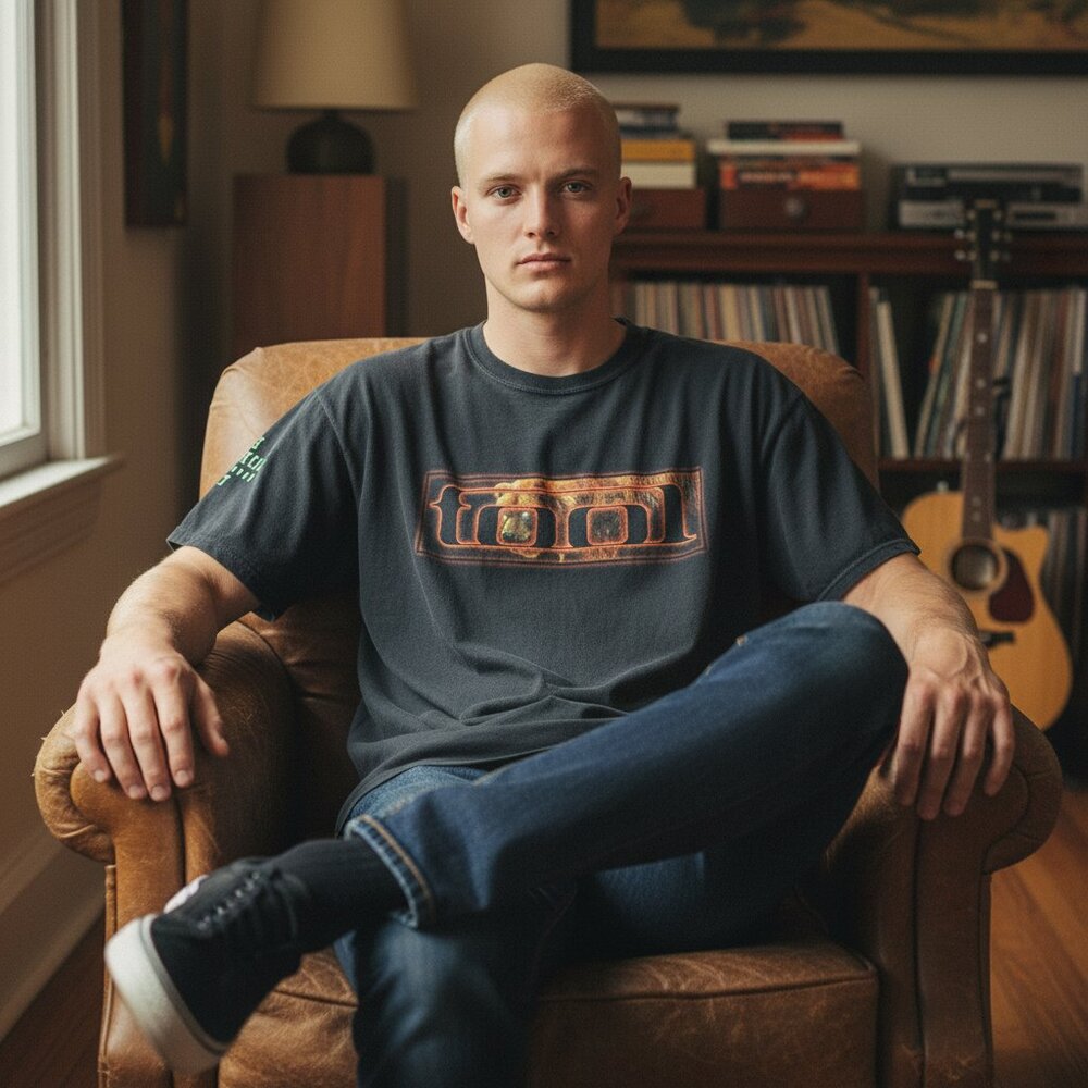 Vintage Tool T-Shirt Band Graphic Tee Music Black Short Sleeves Size Medium